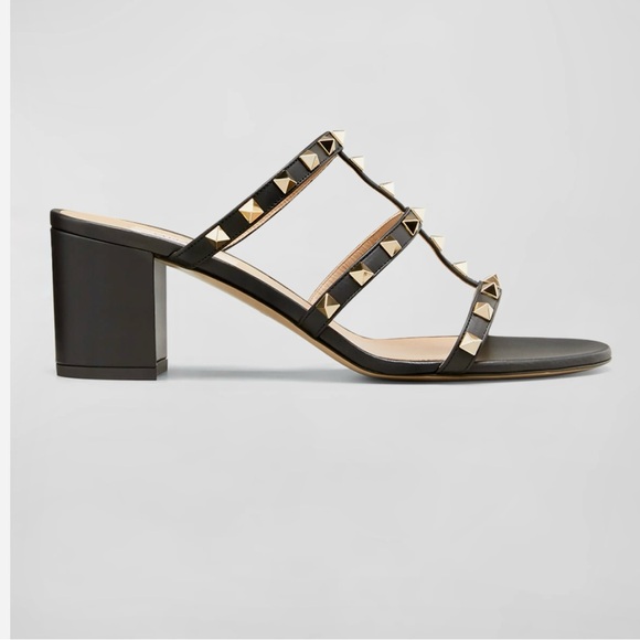 Valentino Garavani Rockstud Caged Slide Sandals Black Size EU 42 Fits US 10 - Picture 1 of 16